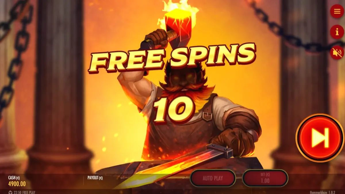 Hammerblaze slot machine gameplay interface